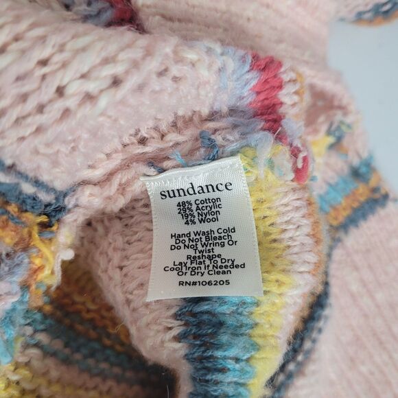 Sundance Medium Sweater striped v-neck stretch ribbed pullover colorful fun wool - Picture 10 of 10